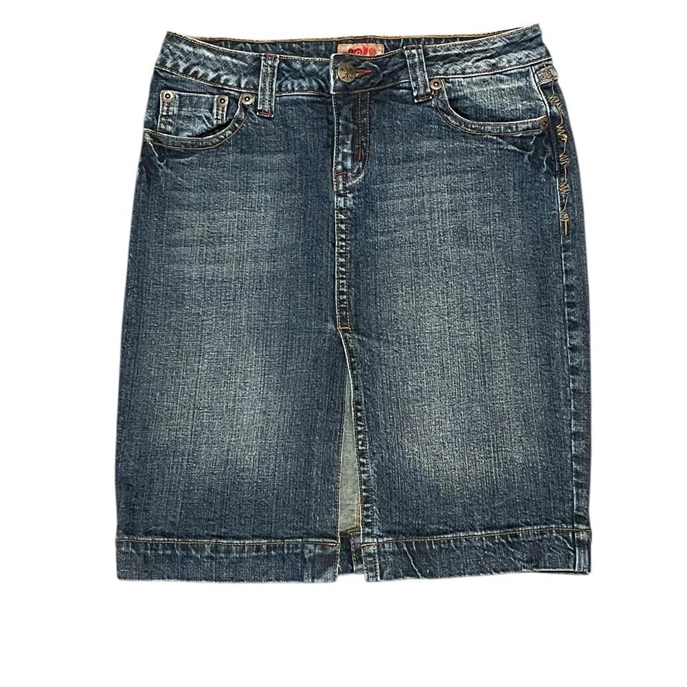 Y2K No Boundaries NOBO Juniors Denim Blue Jean Midi Skirt